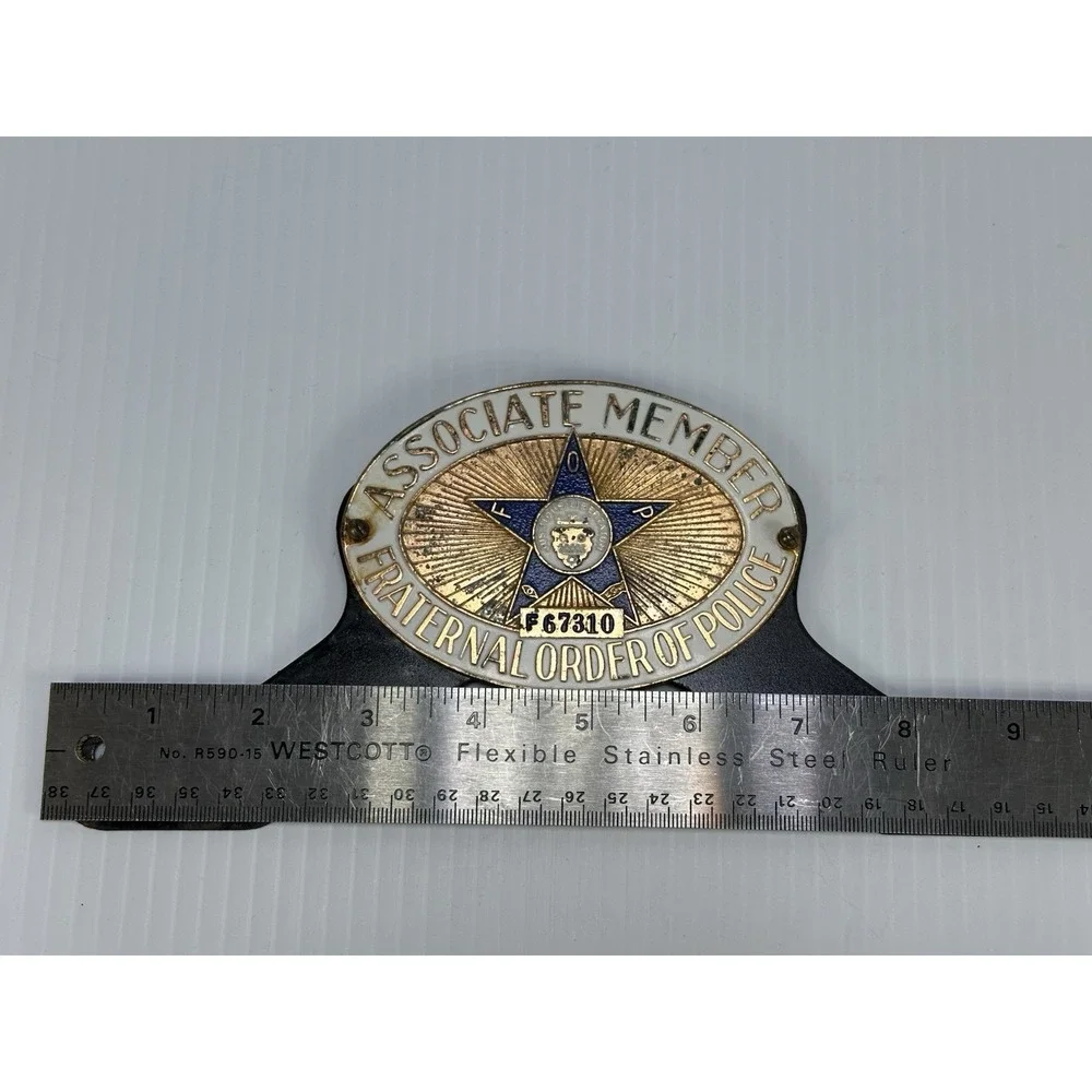 Vintage Fraternal Order of‎ Police Associate Member Auto License Plate Topper